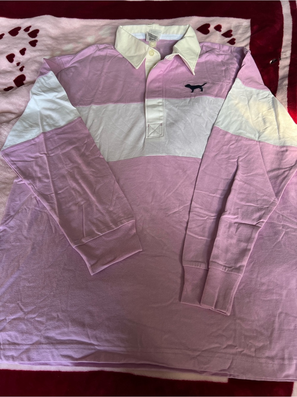 PINK BY VS LONG SLEEVE RUGBY TEE LILAC  2018 COLLECTION SZ LG